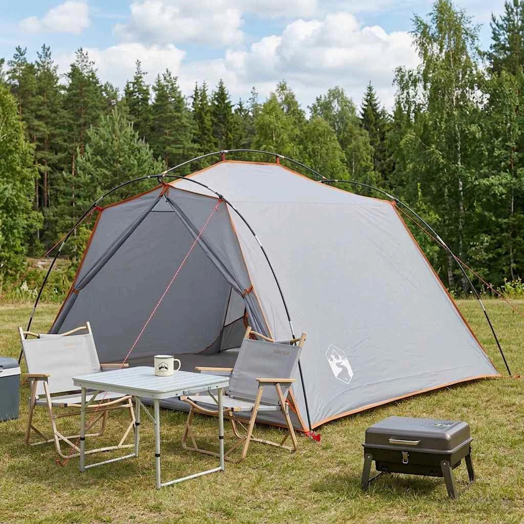 Tenda a tunnel 4 persona Grigio e arancione 42018567