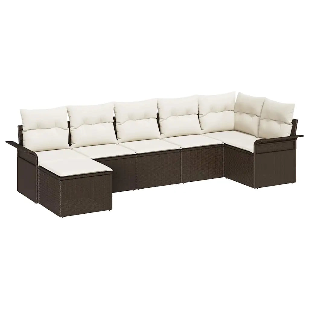 Set Divano da Giardino con cuscino 7 pcs Marrone polyrattan 3345448