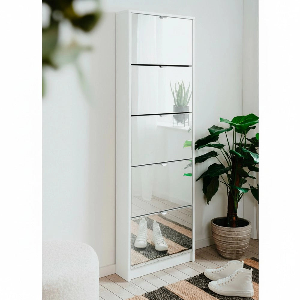 Scarpiera specchio Koblenz 5 ante ribalta colore bianco