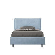 Letto 1 Piazza E Mezzo 120x190 cm con Rete Imbottito in Microfibra Appia Large Azzurro