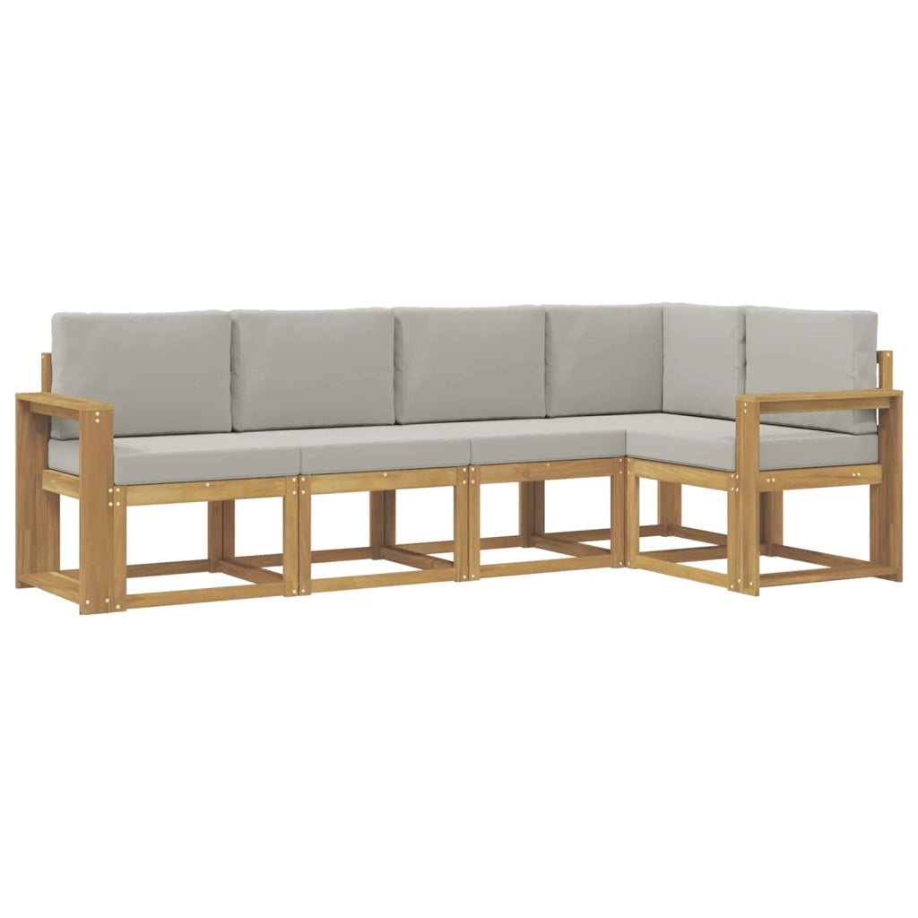 Set di divani da esterno 5 pz Bianco e Grigio Chiaro 3387635