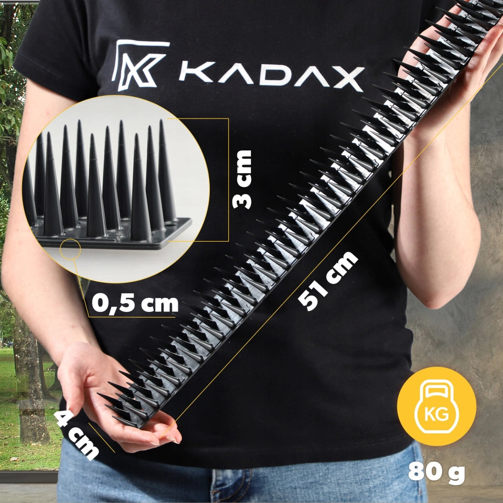 KADAX Punte dissuasive per uccelli e piccioni, striscia di plastica resistente e densa da 51 cm.