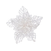 Poinsetta glitter bianco 8 cm