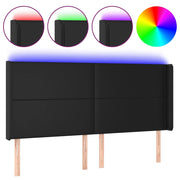 Testiera | Testata a LED Nera 203x16x118/128 cm in Similpelle