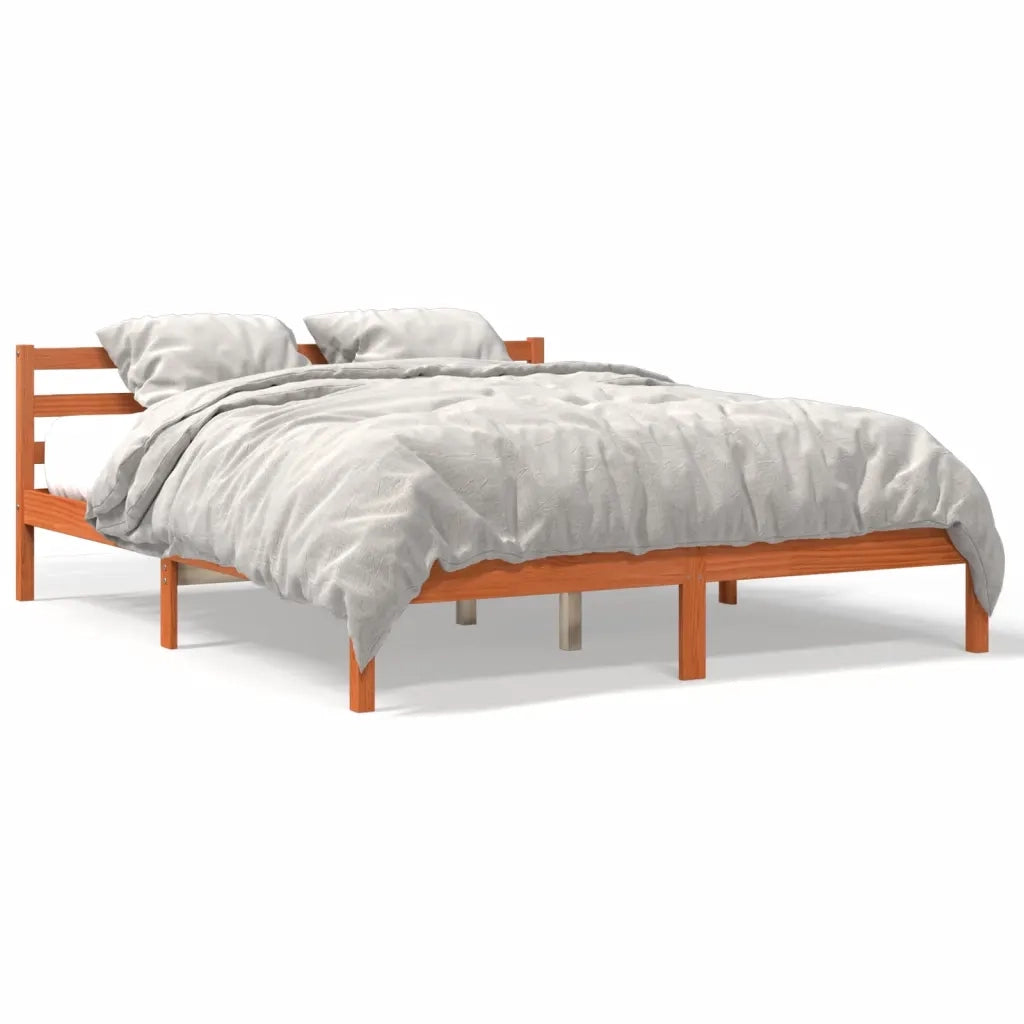Letto senza Materasso-Struttura Letto Marrone Cera 200x200 cm in Legno di Pino 367415