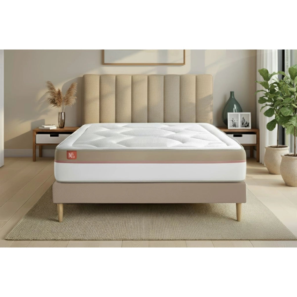 Pacchetto letto completo - Materasso 200x200cm + Box spring con doghe (kit) + 2 cuscini + Piumino - Le Cosy