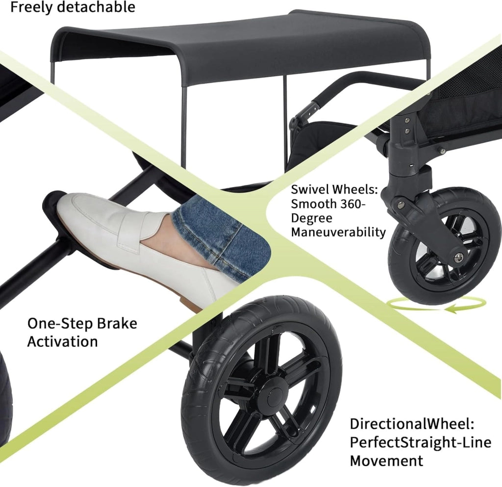 Carrello pieghevole a 4 posti per bambini.