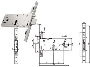ELETTROSERRATURA TRIPLICE INFILARE P/FASCE CATEN. E SCR. MM.78H 94900  mm.90 (Y9490090080)    YALE