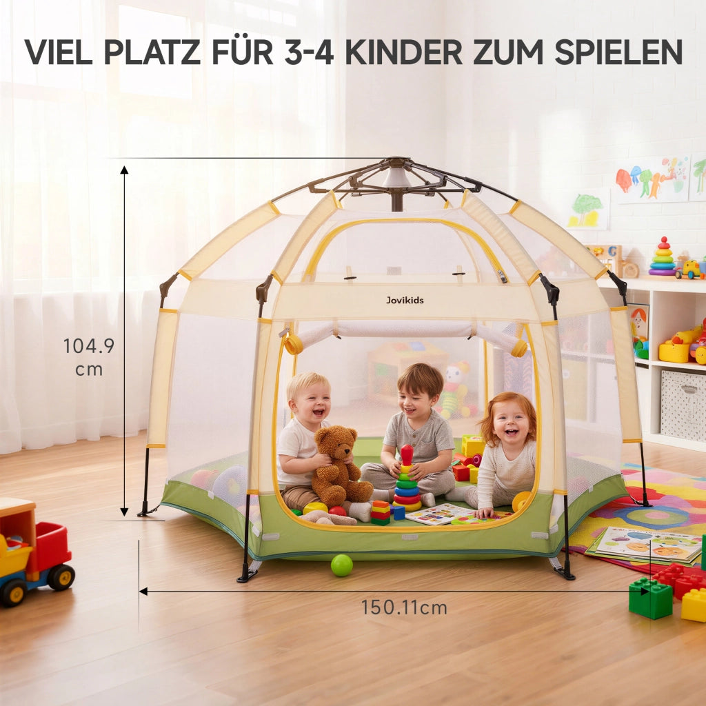 Jovikids Box a molle per bambini pieghevole con baldacchino, tenda pop-up per esterni, grande playpen esagonale 150x150x105cm con borsa da trasporto per casa, giardino e spiaggia
