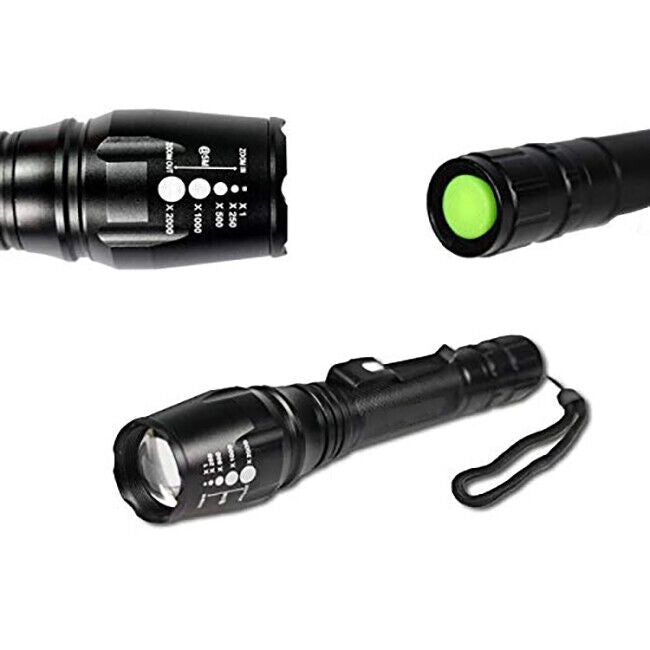 TORCIA 100000 LUMEN TATTICA/MILITARE LED T6 RICARICABILE ZOOM 8668-T6