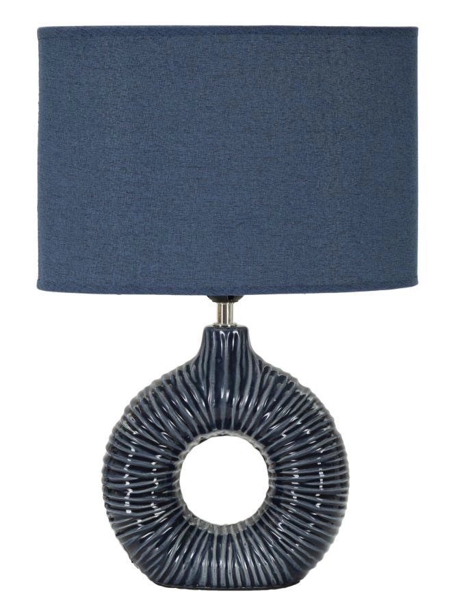 Lampada da Tavolo Seta Blu 28,5x15x43 cm in Ceramica e Ferro e Tessuto Blu