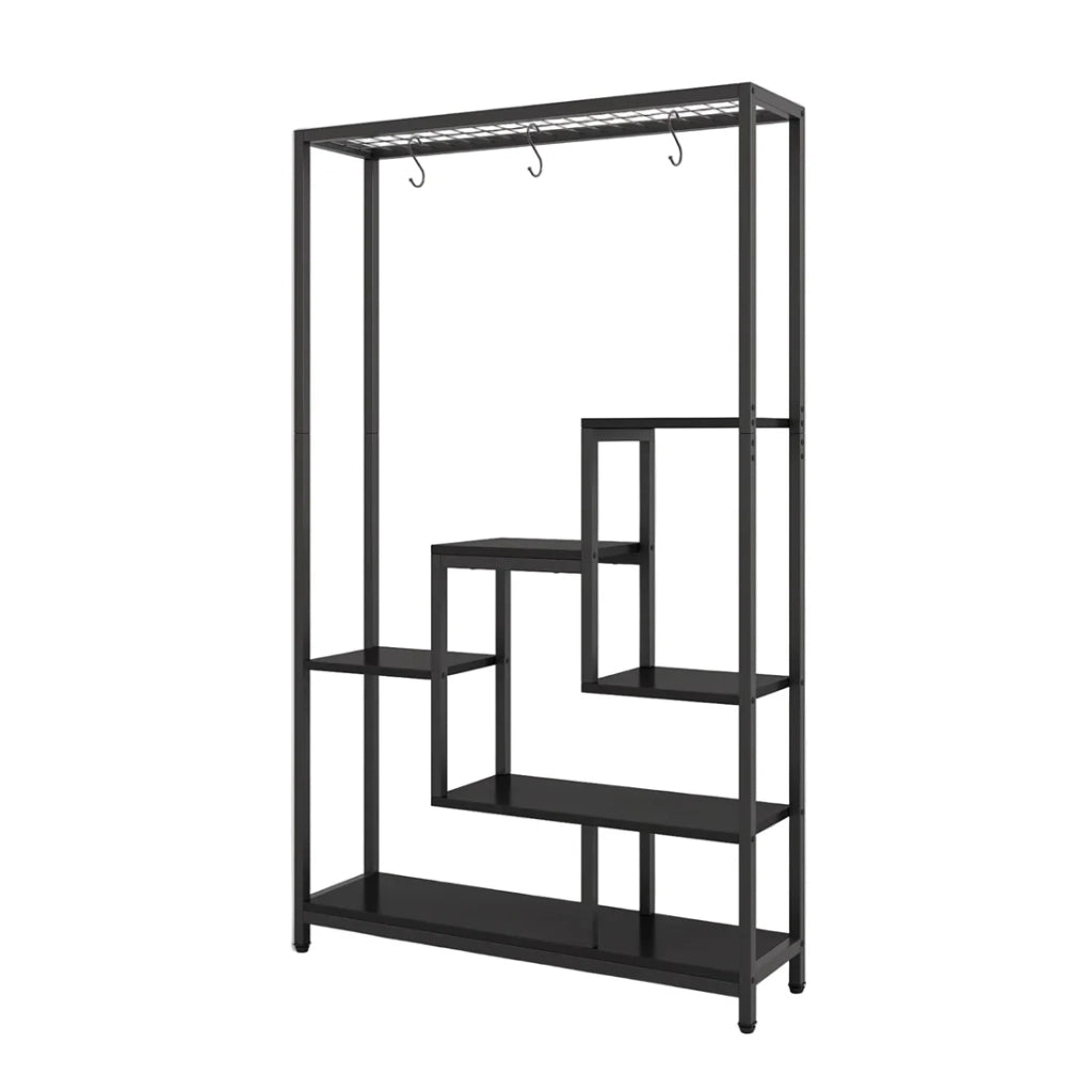 PORTAFIORI a scala 7 ripiani Nero Metallo e legno