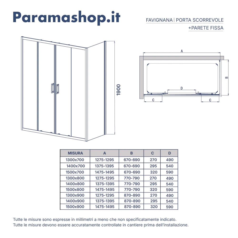 Box doccia angolare 80x140 cm profili cromati vetro 6mm trasparente apertura 2 ante scorrevoli | Favignana