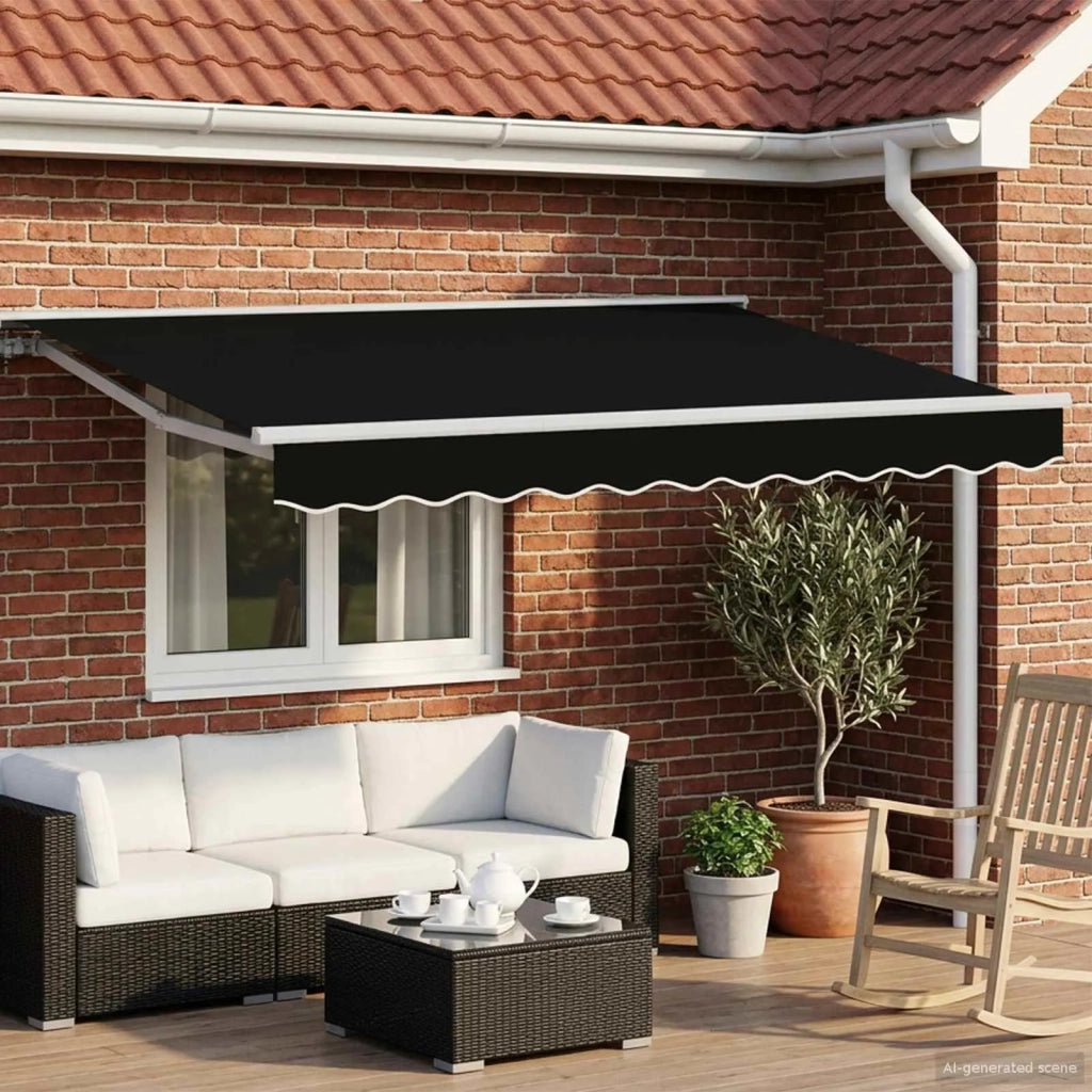 Tenda da Sole | Tenda retrattile manuale Nero 3,5 x 2,5 m
