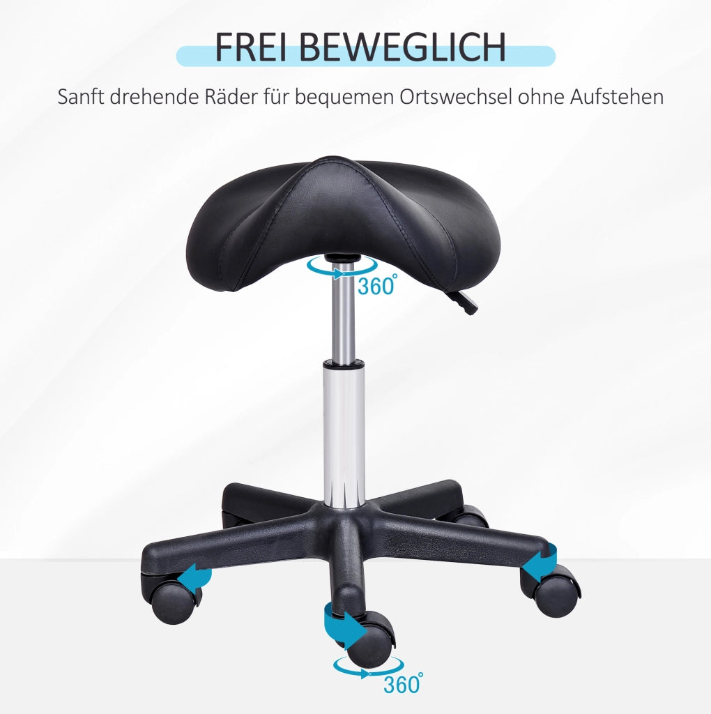 Sgabello ergonomico girevole con ruote nero