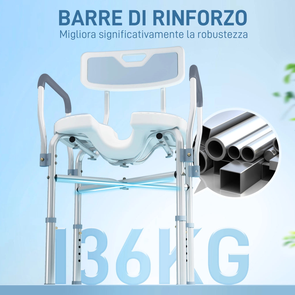 Sgabello da Bagno con Braccioli ¨C Zephmum ¨C Azzurro