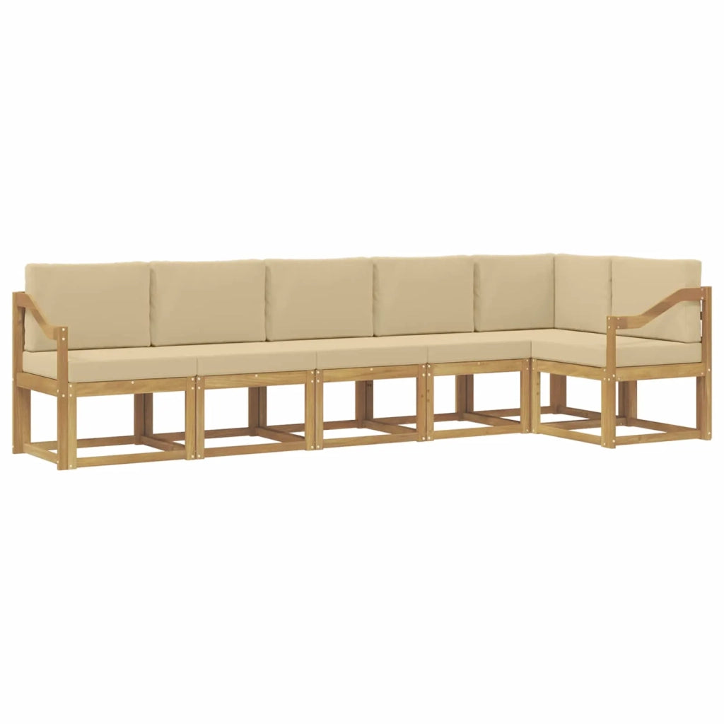 Set di divani da esterno 6 pz Bianco e Beige Poliestere 3387717