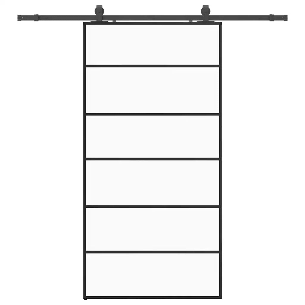 Porta Scorrevole con Ferramenta Nera 102x205 cm in Vetro ESG