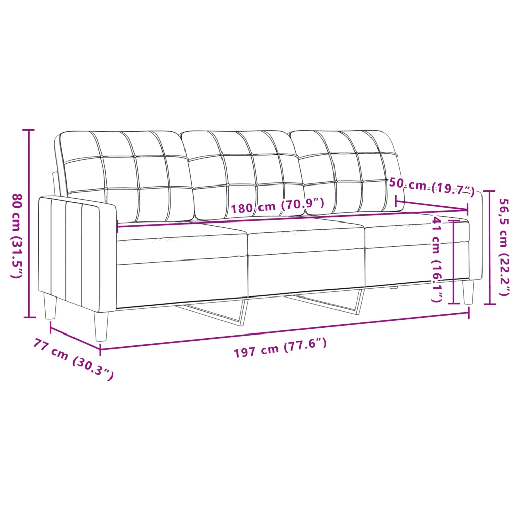 Divano a 3 Posti-Sofa 3 Posti Grigio Scuro 180 cm in Velluto 762257