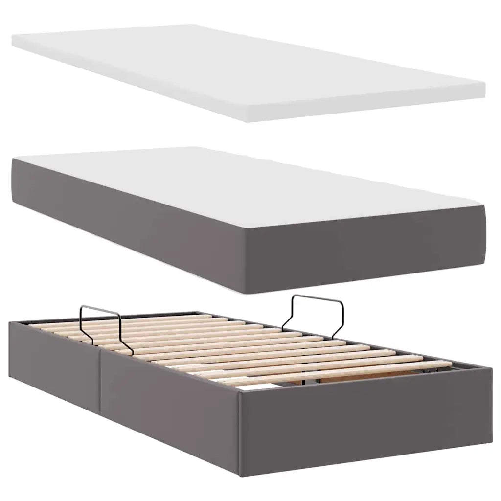 Letto con contenitore e materasso Grigio 90 x 200 cm 3370379