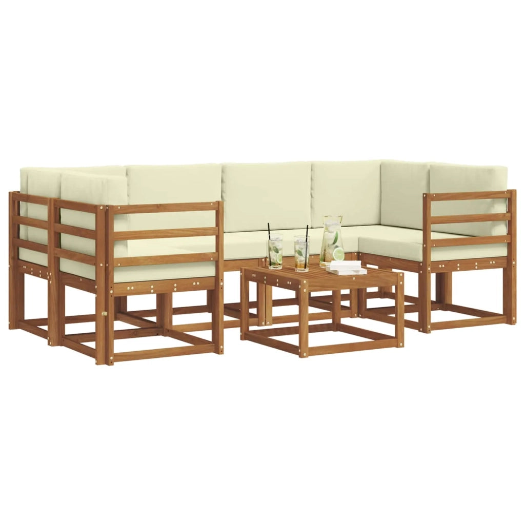 Set di divani da esterno 7 pz Naturale e Crema 3366063