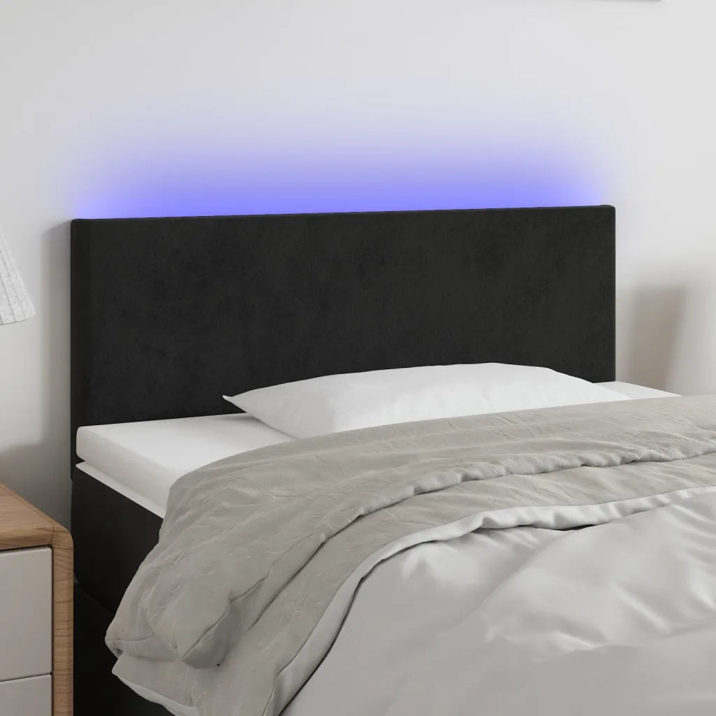Testiera | Testata a LED Nera 100x5x78/88 cm in Velluto