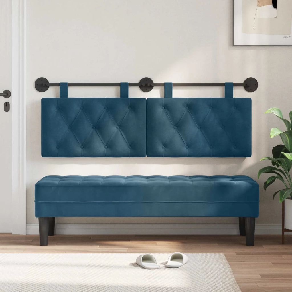 Testiera | Testata sospesa Con luce LED Blu Velluto