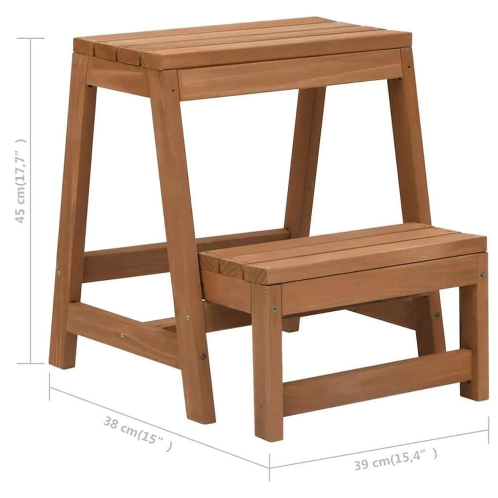Folding Step Stool, Solid Fir Wood