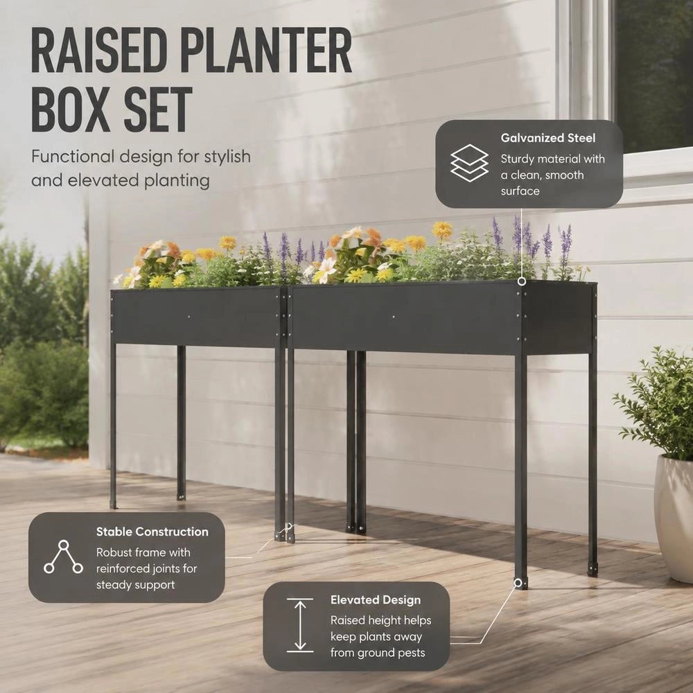 Plant Pots 2 Pcs. Anthracite Galvanized Steel