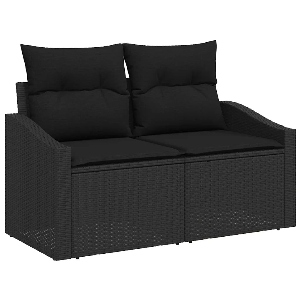 Set Divano da Giardino con cuscino con cuscino 11 pcs Nero