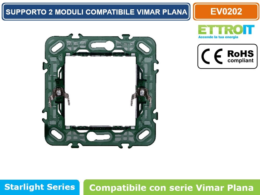 SUPPORTO 2 MODULI 2M PER SCATOLA CASSETTA 502 COMPATIBILE VIMAR - ETTROIT