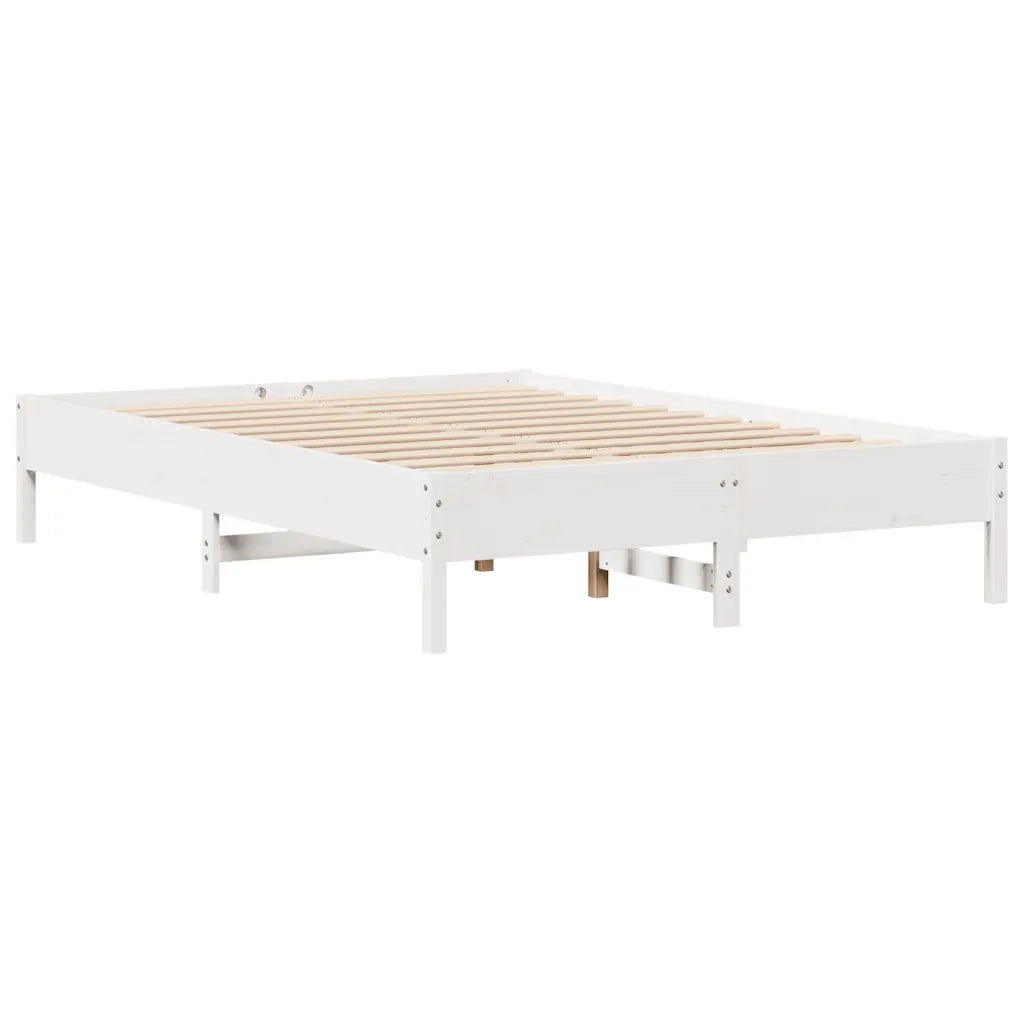 Letto senza Materasso-Struttura Letto Bianco 150x200 cm Legno Massello di Pino 270740