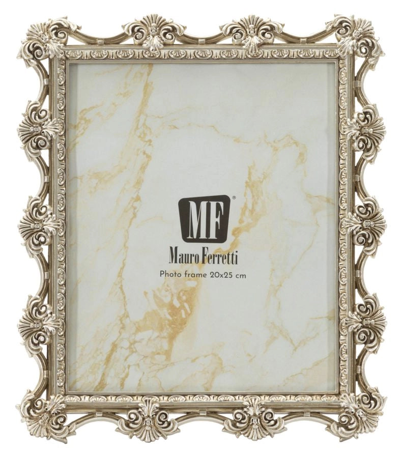 Cornice Florence 27x2,2x32 cm in Resina e Vetro Argento