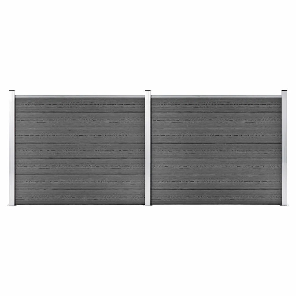 Set Pannelli di Recinzione in WPC 353x146 cm Nero 3070459