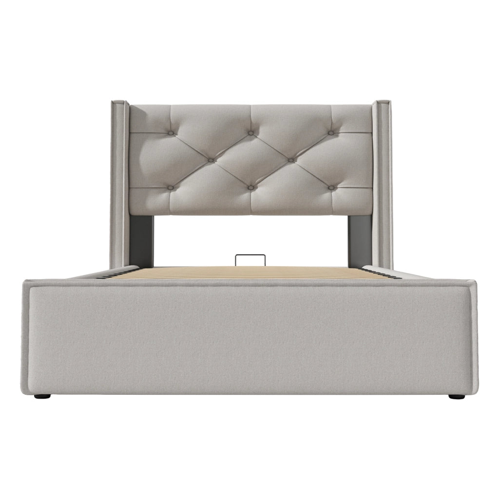Letto singolo contenitore 90x200 cm grigio chiaro