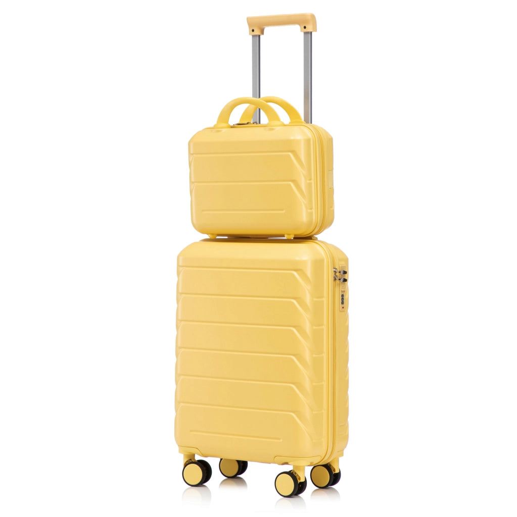 Set valigia 19" e beauty case 14" in ABS giallo con serratura a combinazione