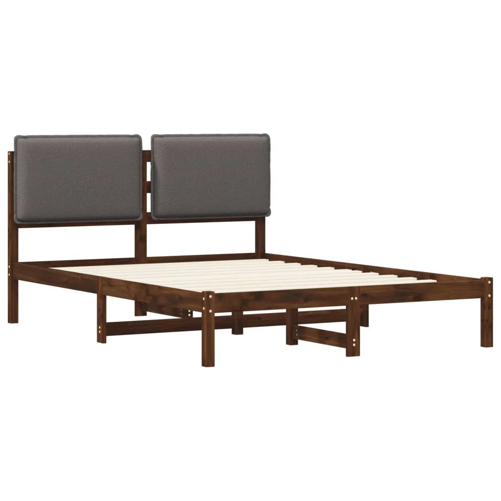 Letto con Testiera Rivestita Marrone scuro e grigio chiaro 903920