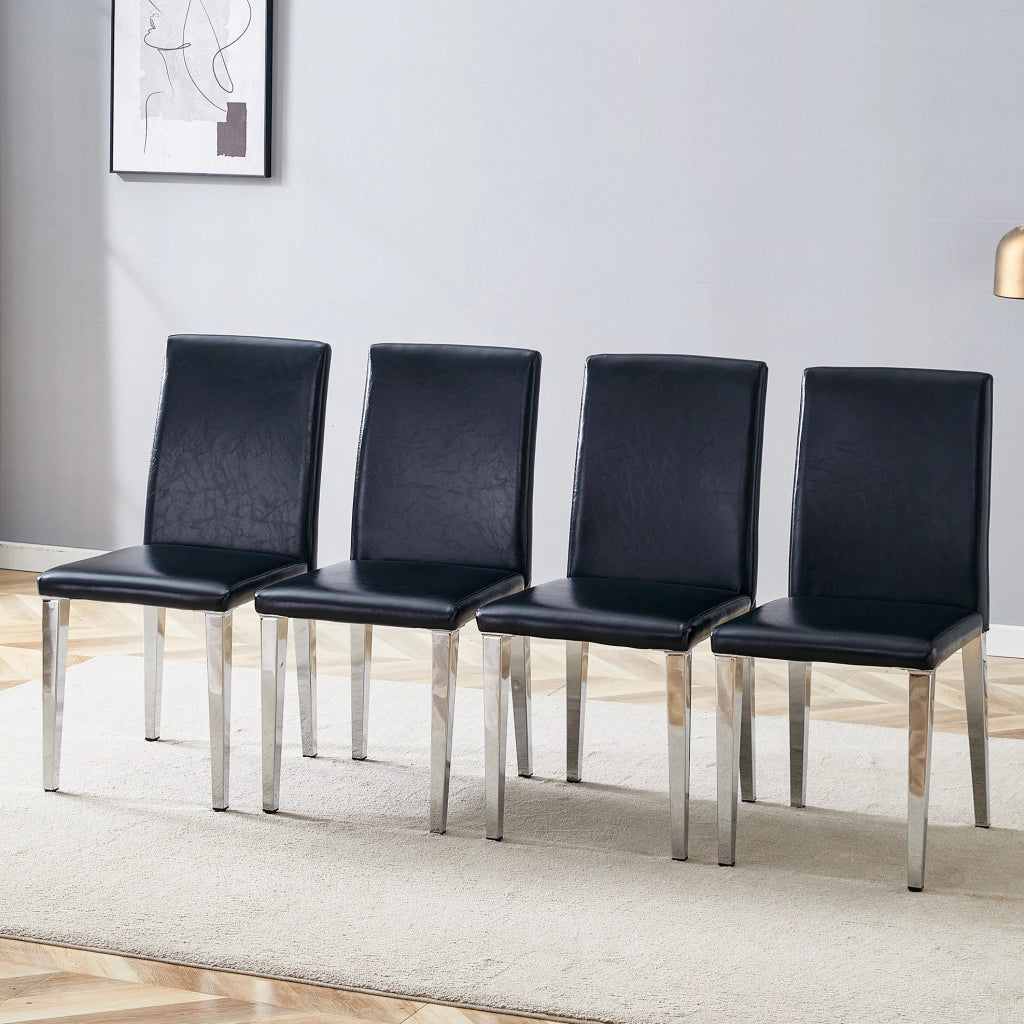 SEDIA da pranzo moderna Set da 4 pezzi 90 cm Nero/Argento in PU e metallo