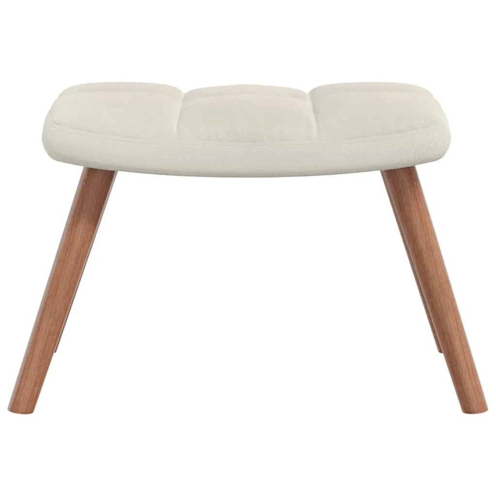 Poltrona Relax con Poggiapiedi Bianco Crema in Velluto 328071