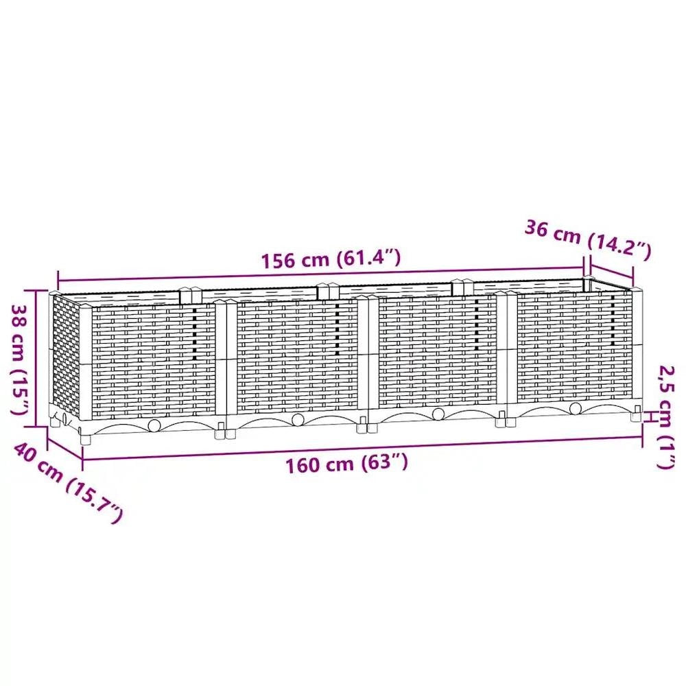 Raised Bed 160x40x38 Cm Polypropylene