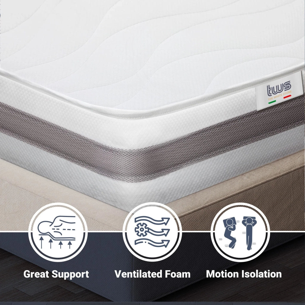 Materasso Singolo 70x140 cm in Memory Antibatterico | Altezza 20 cm | Rivestimento 3D Air in Fibra Ipoallergenica | Materasso Ortopedico a 7 Zone Differenziate Termosensibili