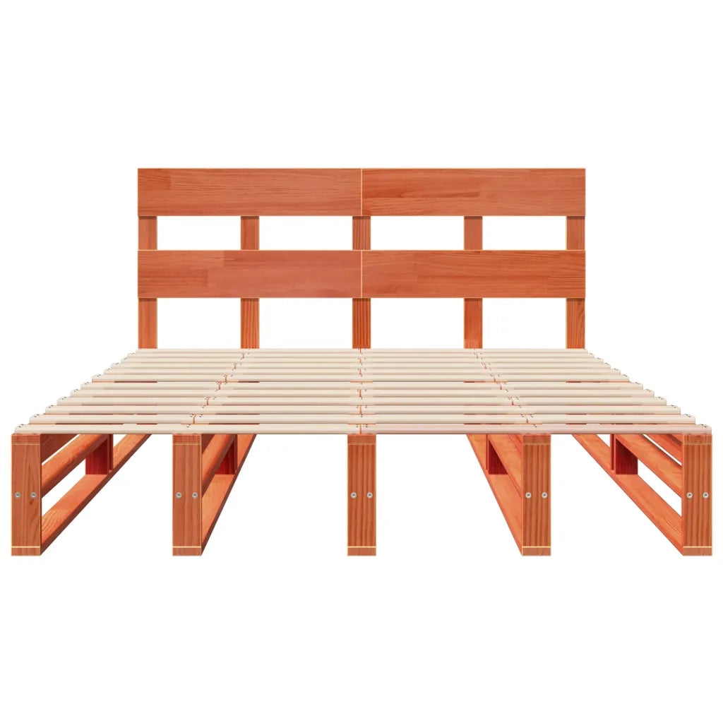 Letto senza Materasso-Struttura Letto Marrone Cera 140x190 cm in Legno di Pino 589425