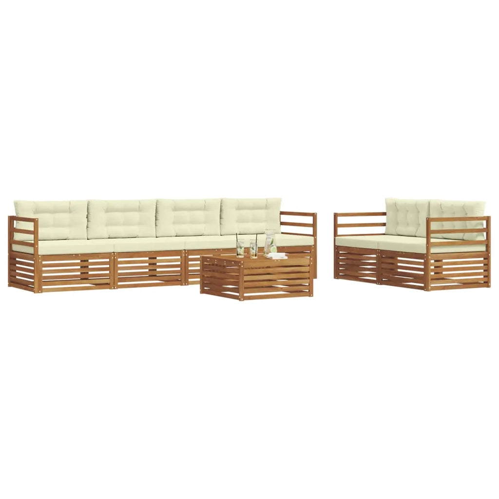 Set di divani da esterno 7 pz Naturale e Crema 3373040