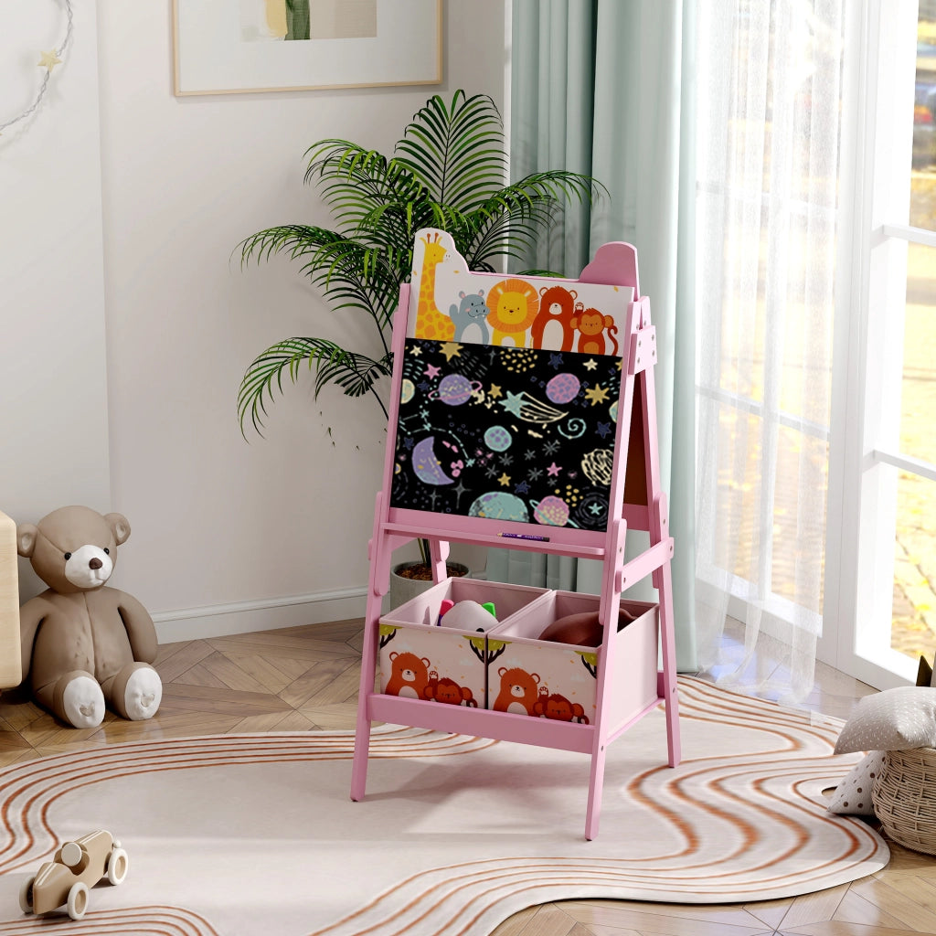 Cavalletto double face con 2 scaffali ¨C Xylo ¨C Rosa, 49x53,5x113 cm