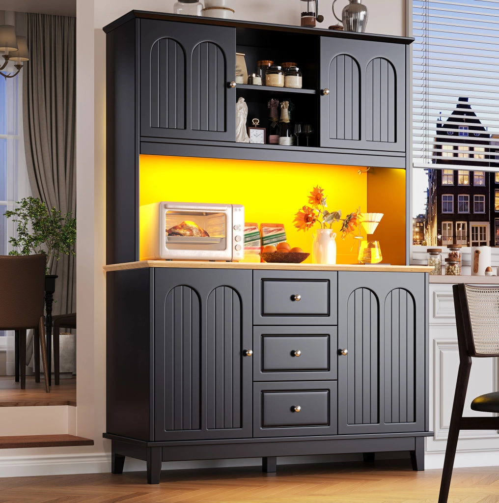 ARMADIO ALTO LED 120x40x180 cm MDF Nero/Naturale