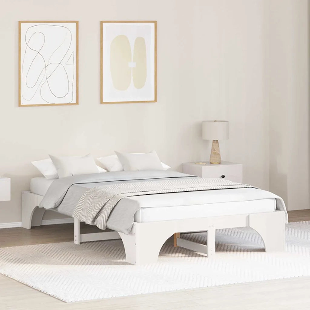 Struttura del letto Bianco 140 x 190 cm Pino massello