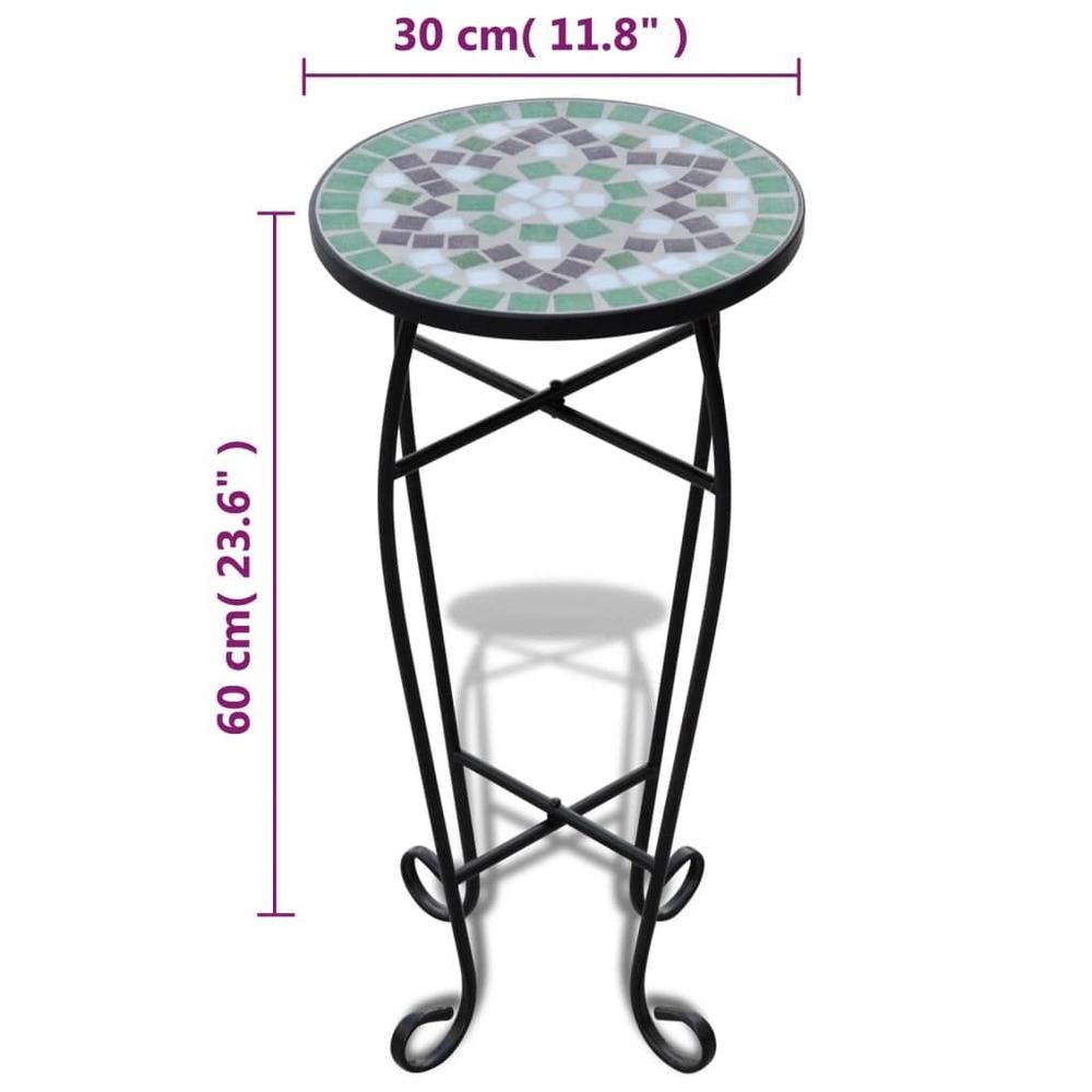 Side Table Mosaic Green And White