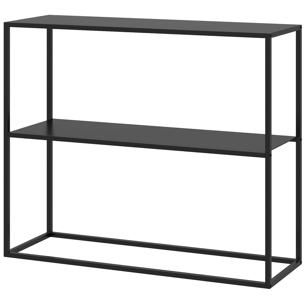 Consolle Ingresso Moderno ¨C Xylo ¨C Acciaio Nero 2 Ripiani 90x30x75cm
