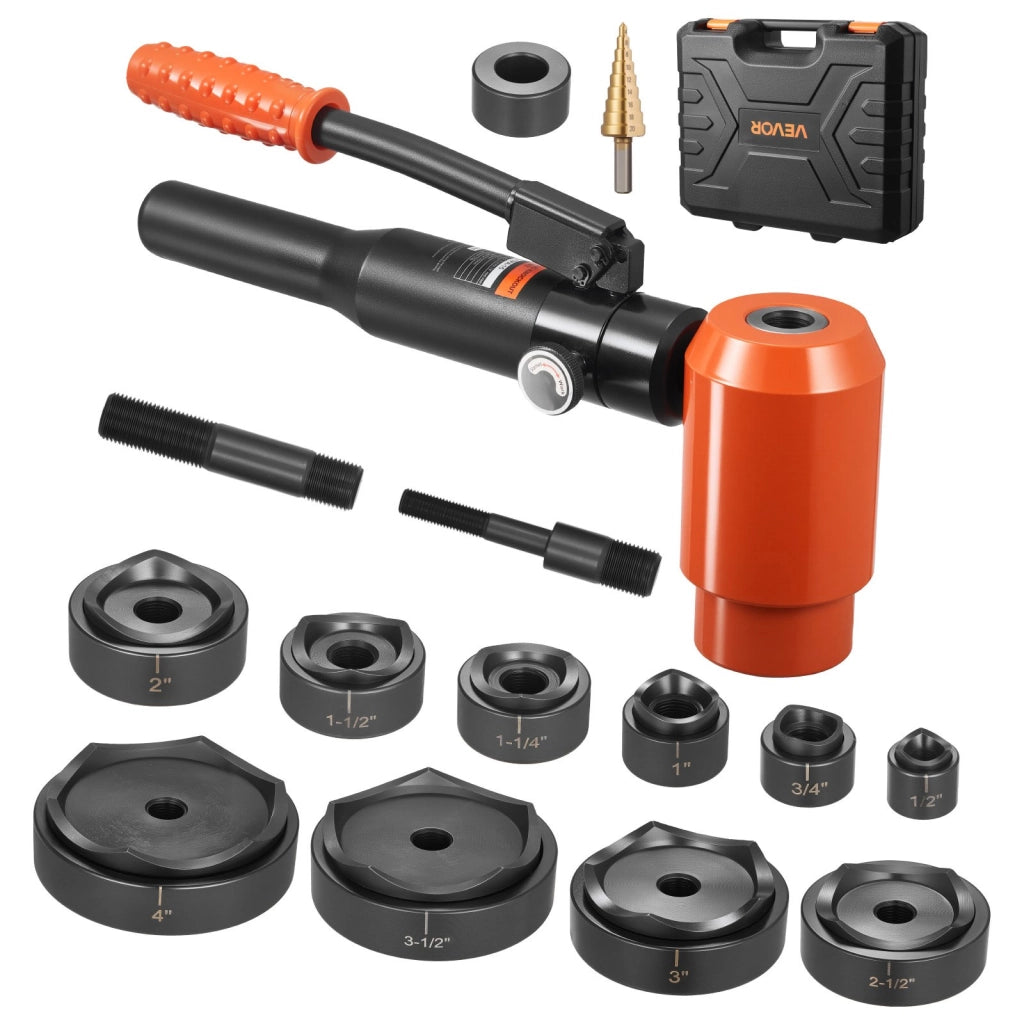 TPA-15 Set di Punzoni Idraulici 15 T con 10 Matrici da 1,27 a 10,18 cm per Quadri Elettrici e Armadi in Metallo, Robusto e Portatile