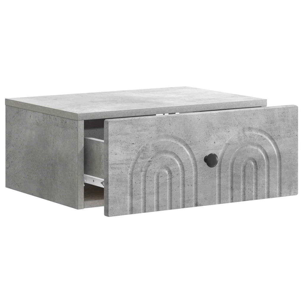 Comodino | Armadio da Notte | Mobiletto da notte a muro Grigio Cemento 49 x 34,5 x 20 cm